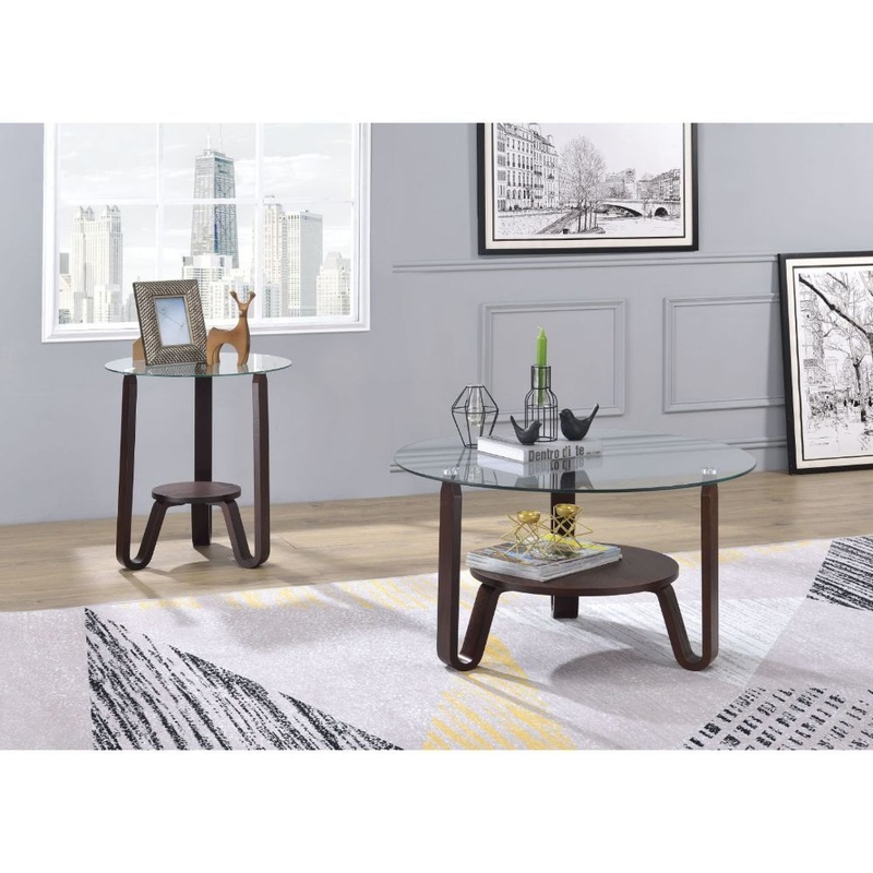 Darby – End Table – Clear Glass & Dark Walnut