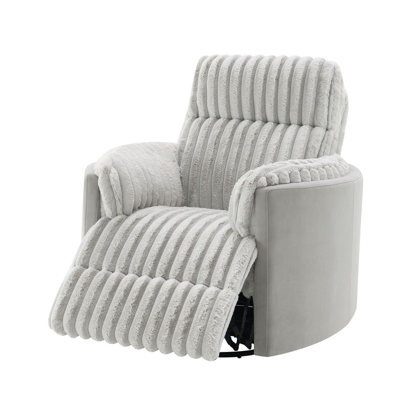 Emee – Corduroy Glider Recliner With Swivel – Gray