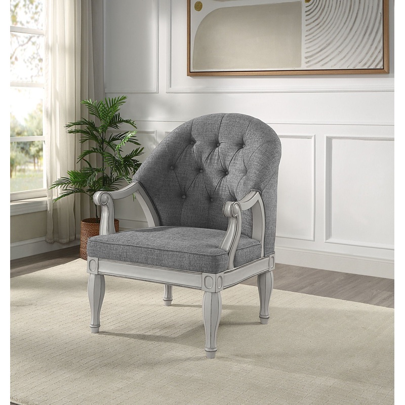 Florian – Antique Chair – Gray / White