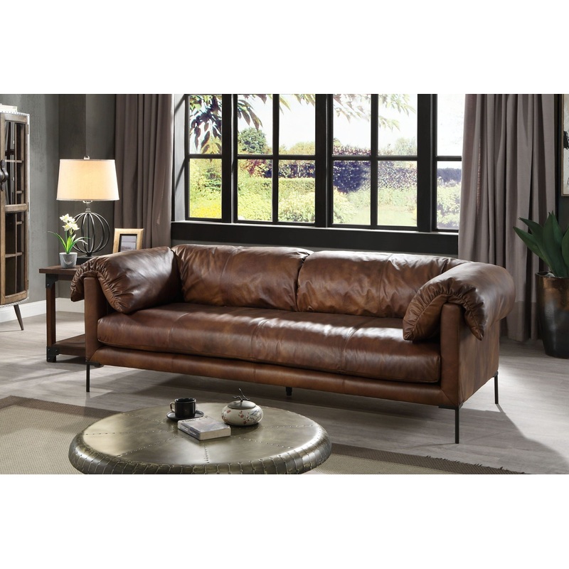 Jaron – Top Grain Leather Sofa – Mocha