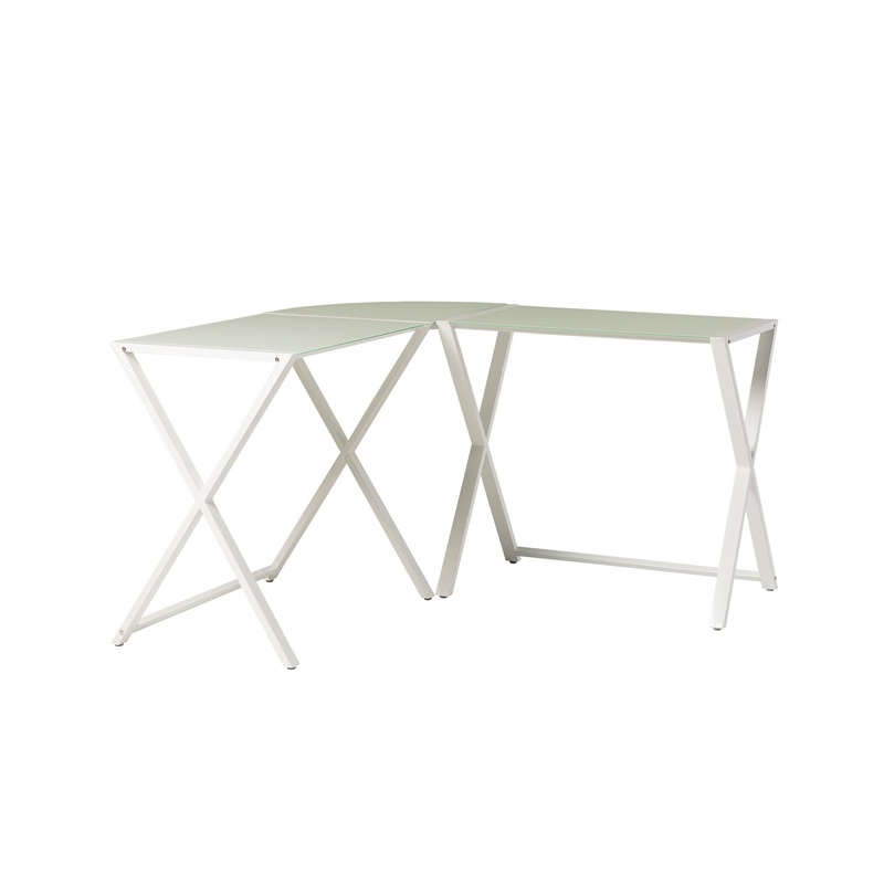 Modern X Leg L Shaped Computer Desk – White