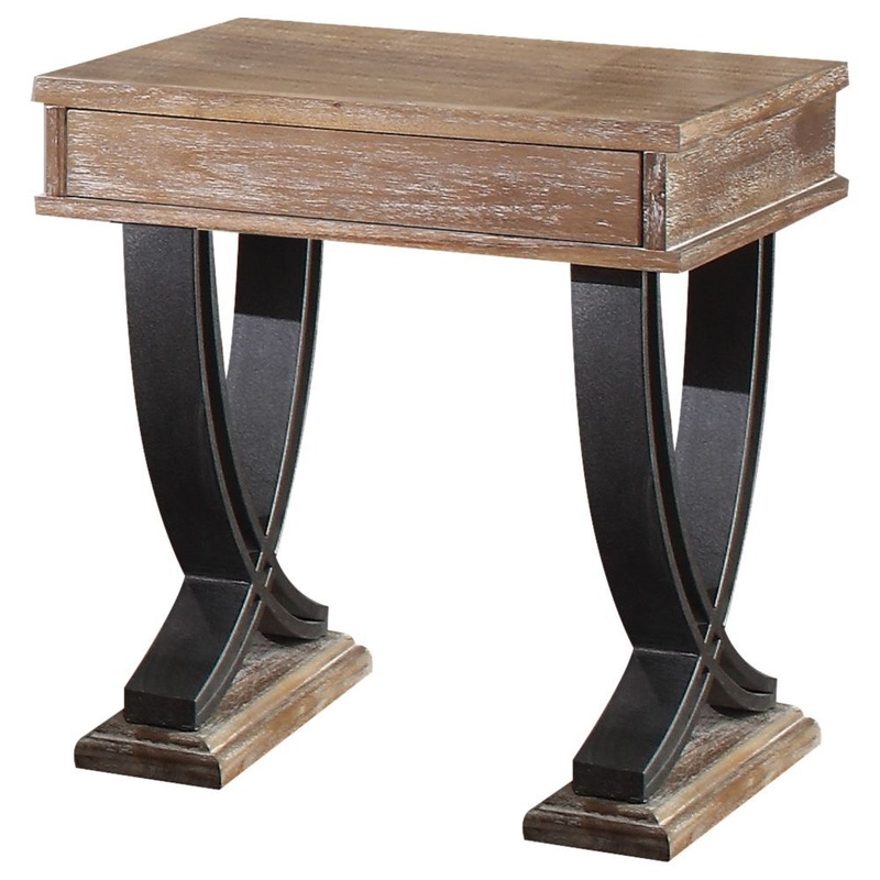 Pellio – End Table – Antique Oak & Black