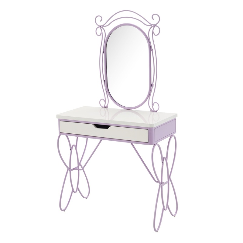 Priya II – Synthetic Leather Vanity Set – White / Purple