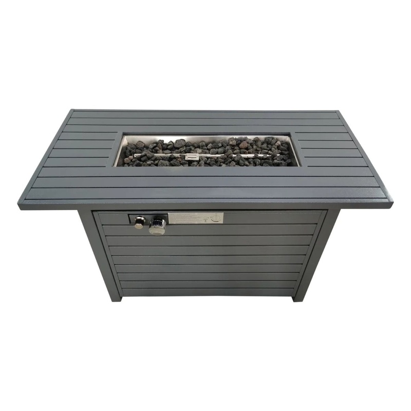 Propane Outdoor Fire Pit Table With Lid – Gray