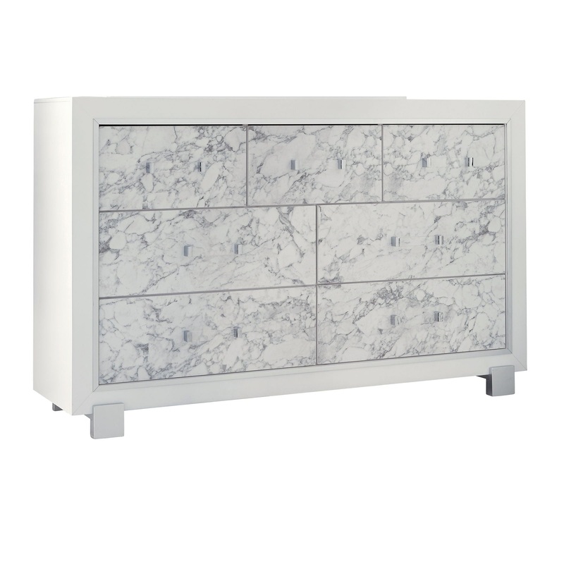 Skye – Marble Dresser – White