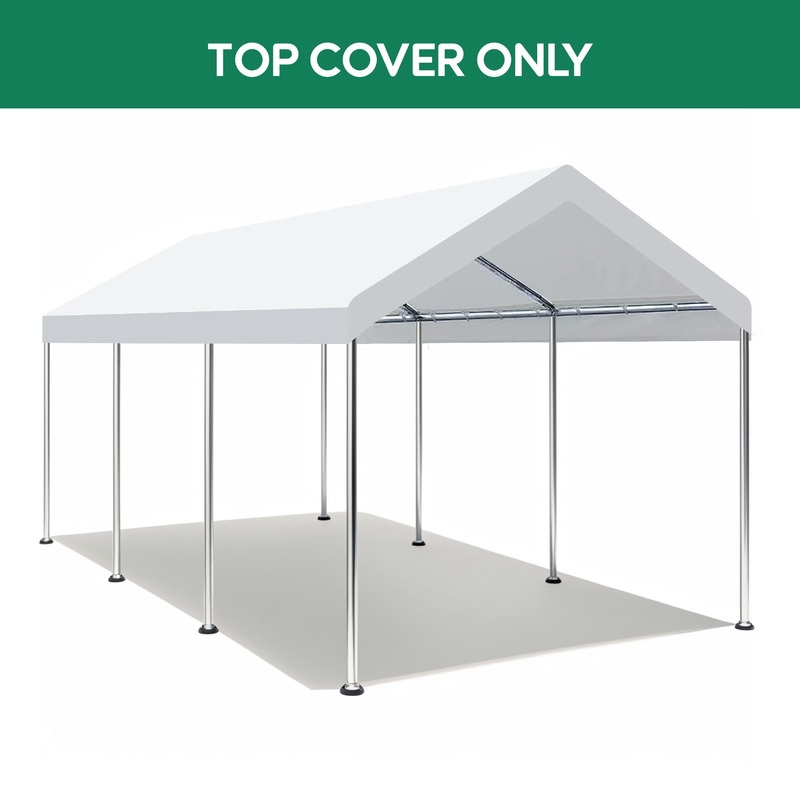 10 X 20 Ft Carport Canopy Cover Replacement Heavy Duty Waterproof Fabric With 36 Bungee Cords UV & Tear Resistant (Cover Only) – White