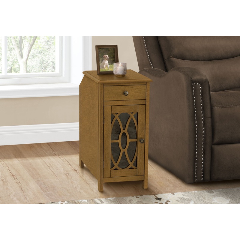 Accent Side Table, Storage Drawer, Traditional – Taupe
