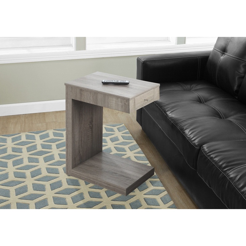 Accent Table, C – Shaped Contemporary & Modern – Taupe