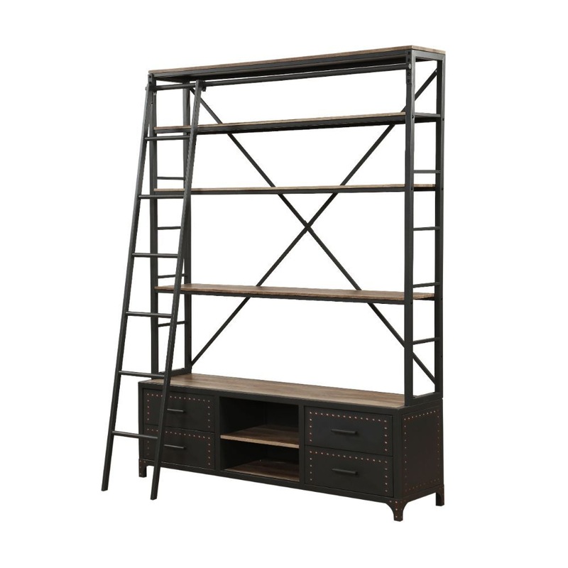 Actaki – Bookshelf & Ladder|Sandy Gray|63″W x 17″D x 82″H
