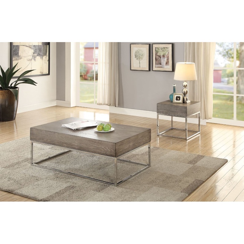 Cecil II – Coffee Table – Gray Oak & Chrome