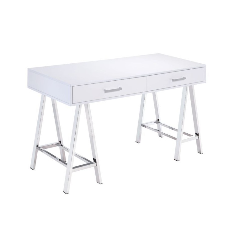 Coleen – Writing Desk (Same Ac00901) – White High Gloss & Chrome