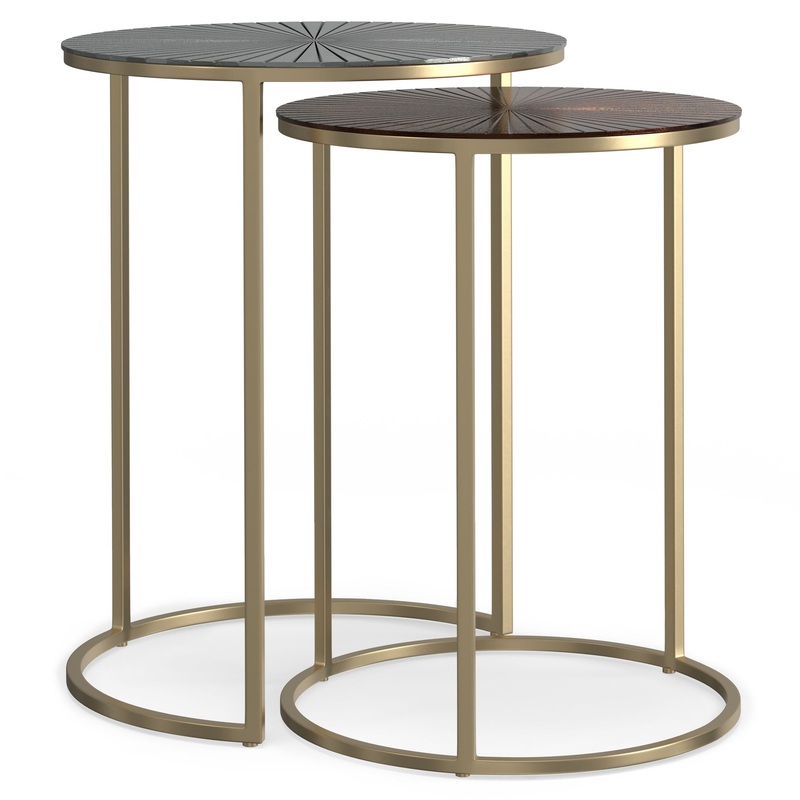 Drake – 2 Piece Nesting Table – Antique Nickel / Antique Copper