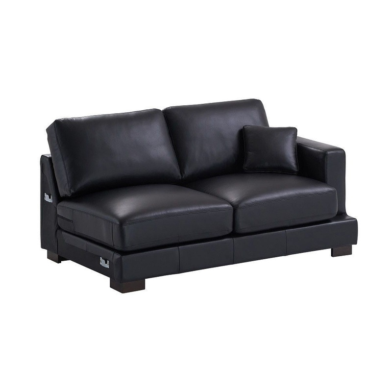 Geralyn – Sectional Sofa With 2 Pillows – Black Leather