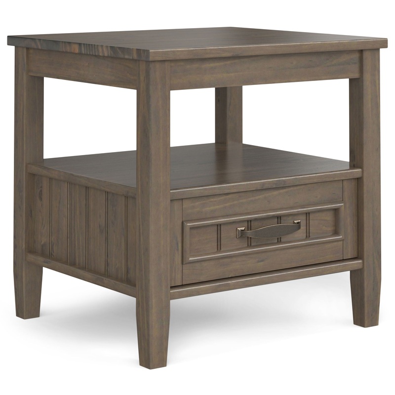 Lev – End Table With Bottom Drawer – Smoky Brown