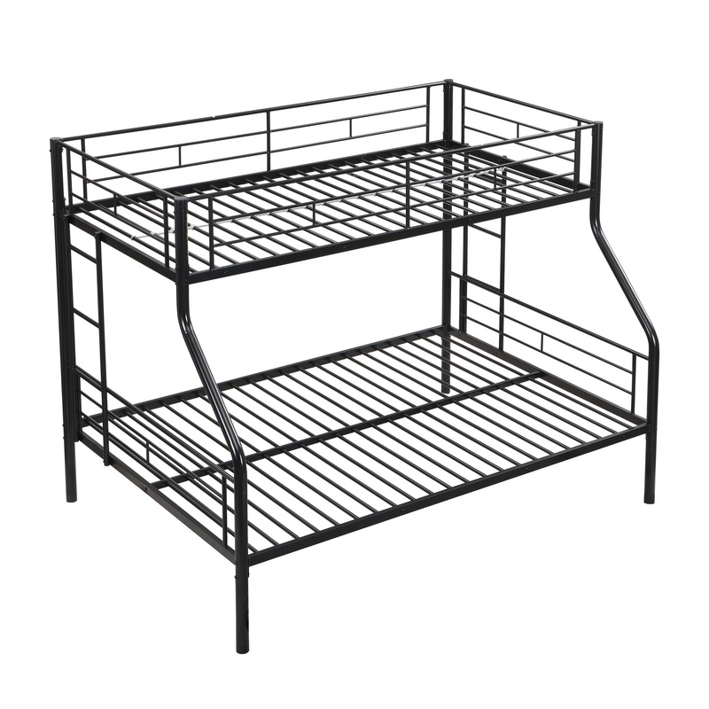 Modern Metal Bunk Bed|Black|Twin over Full|None|Trundle
