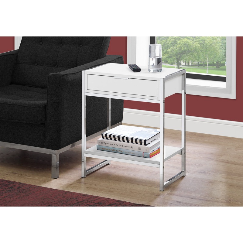Accent Side Table, Storage Drawer, Spacious Tabletop