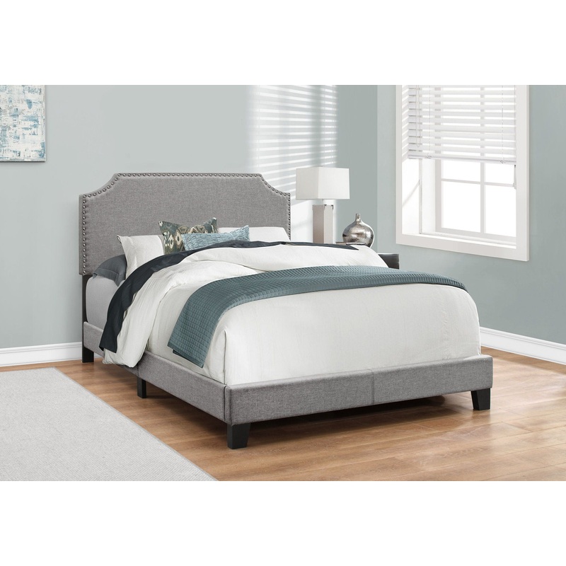 Bed Upholstered, Transitional|Gray|Full
