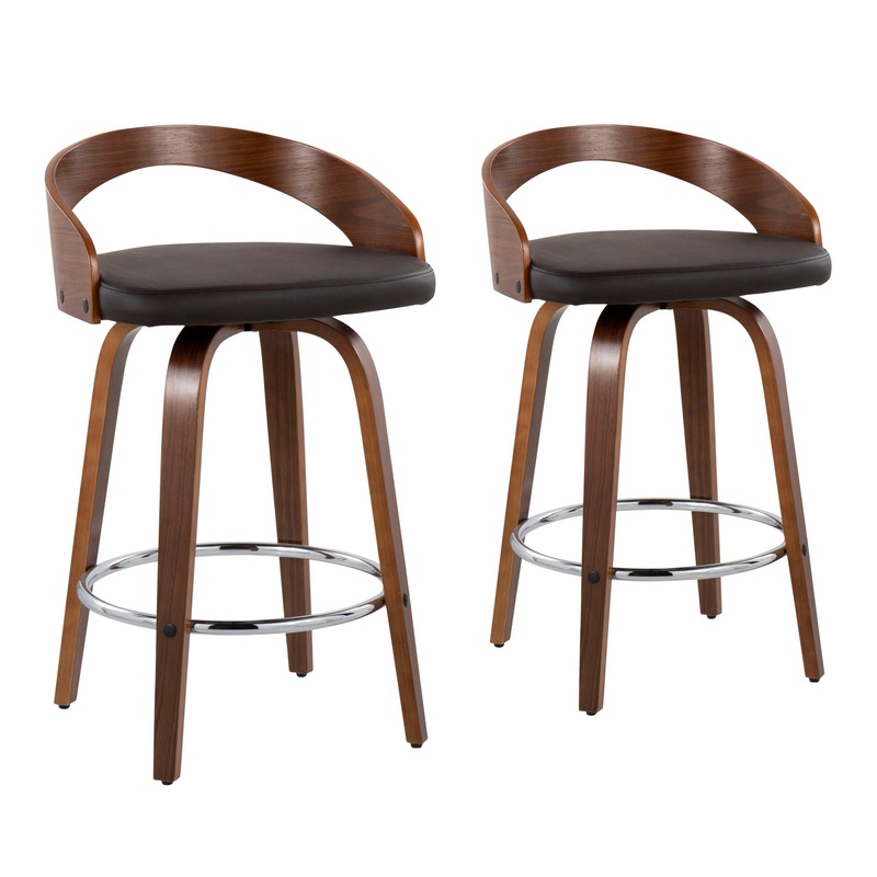 Grotto – Mid-Century Modern, Counter Stool With Swivel (Set of 2)