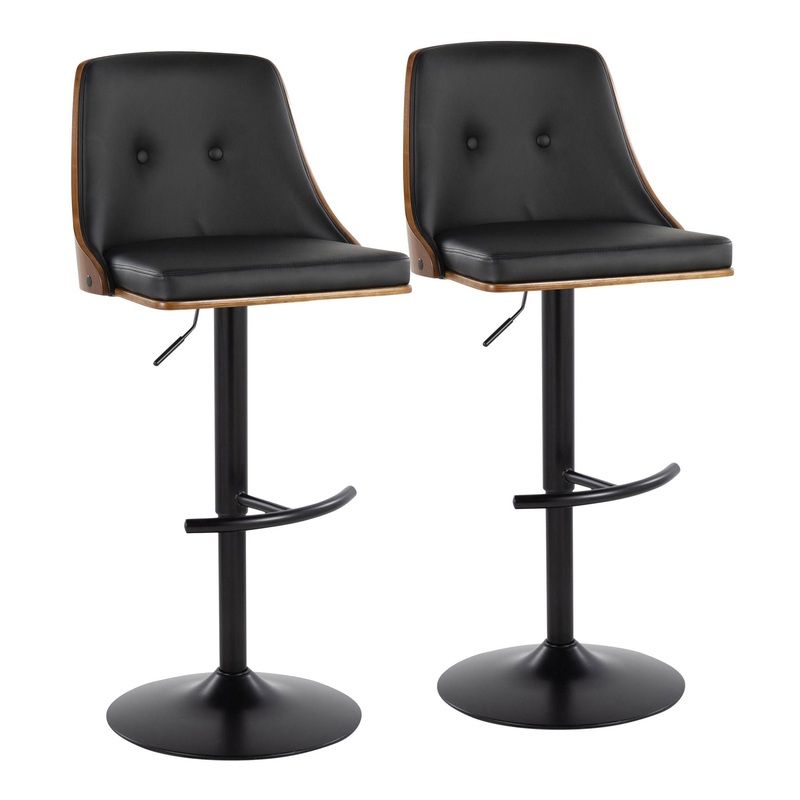 Gianna – Mid Century Modern Adjustable Barstool, Swivel With Rounded T Footrest (Set of 2)