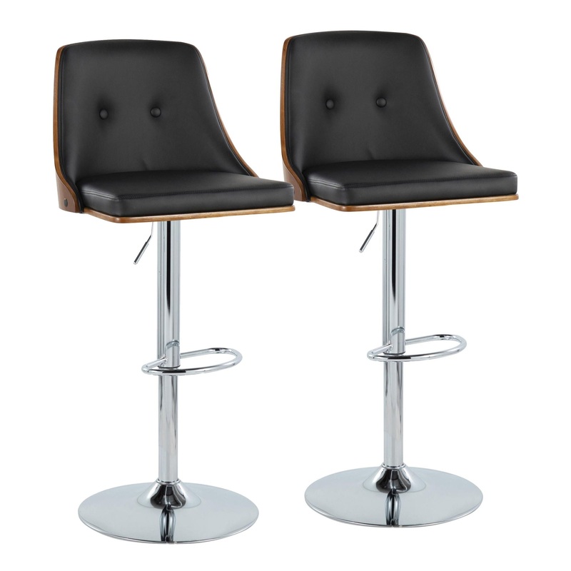 Gianna – Mid Century Modern Adjustable Barstool With Swivel With Oval Footrest (Set of 2)