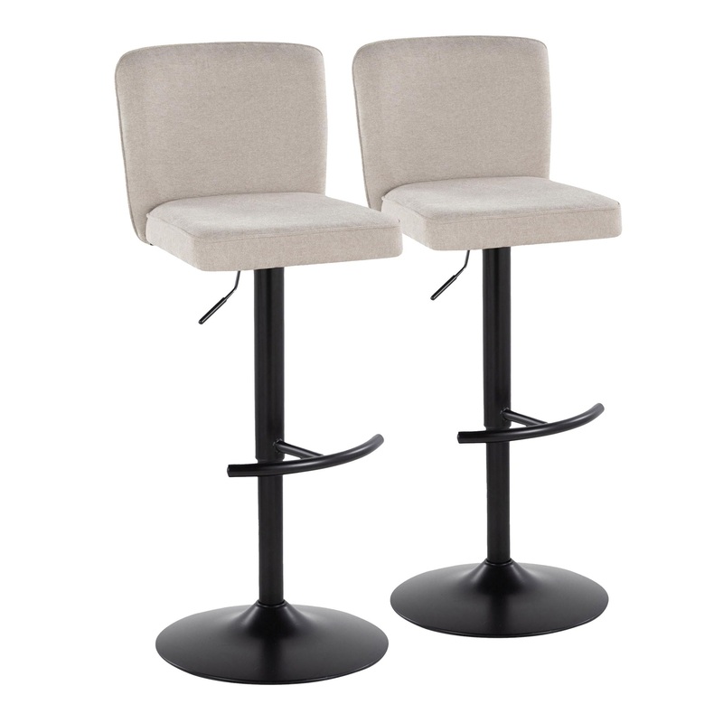 Henry – Contemporary Adjustable Barstool & Swivel With Rounded T Footrest (Set of 2)