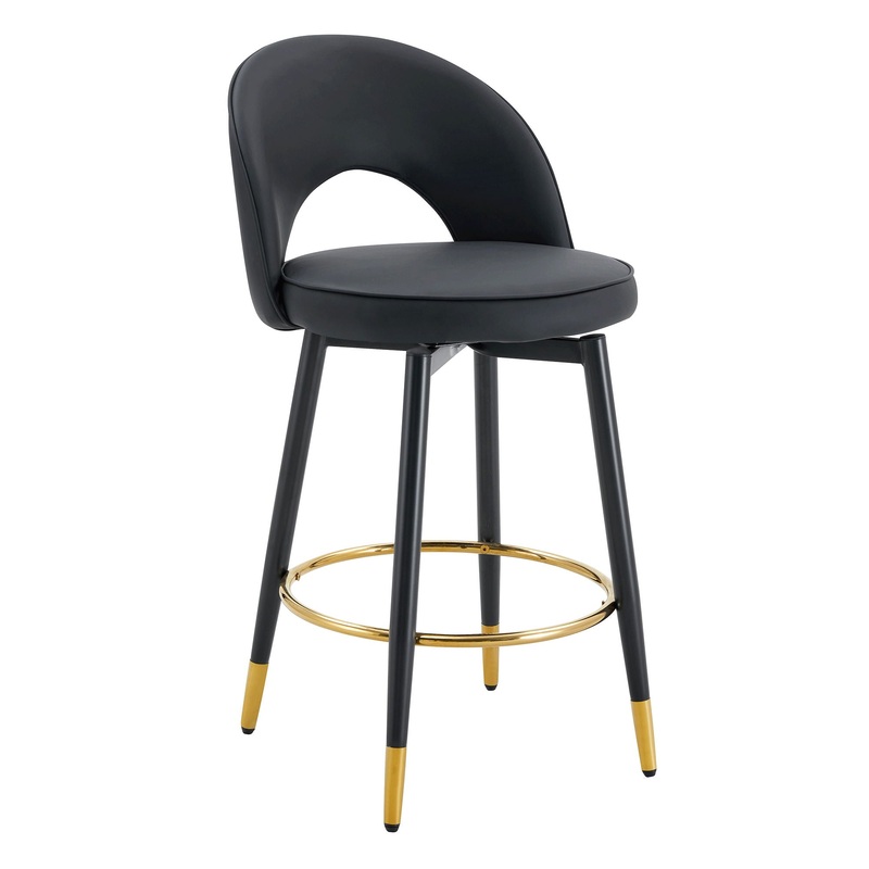 Modern Upholstered 360 Rotatable Bar Chair With Metal Legs For Dining Room (Set of 2)