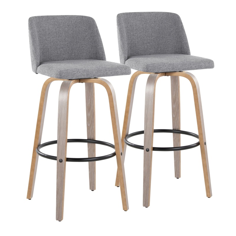 Toriano – Contemporary Fixed Height Barstool With Swivel With Round Footrest Comfort And Style (Set of 2)