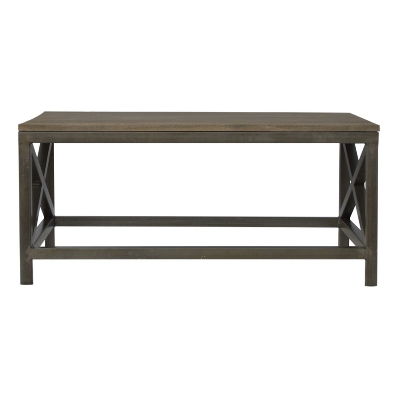 Industrial Cross Metal Coffee Table – Pewter