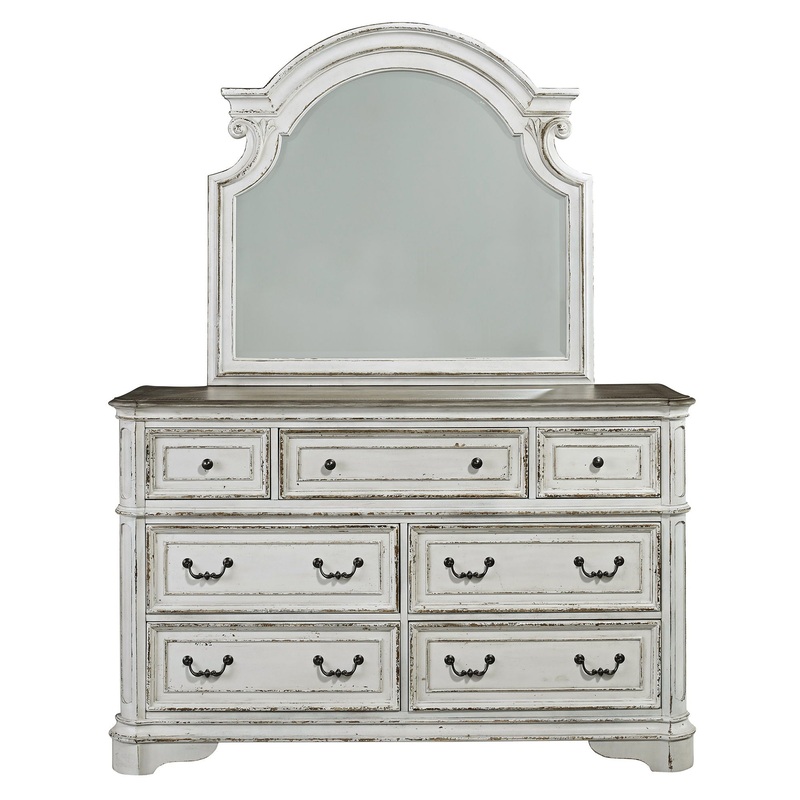 Magnolia Manor – Dresser & Arched Mirror – White