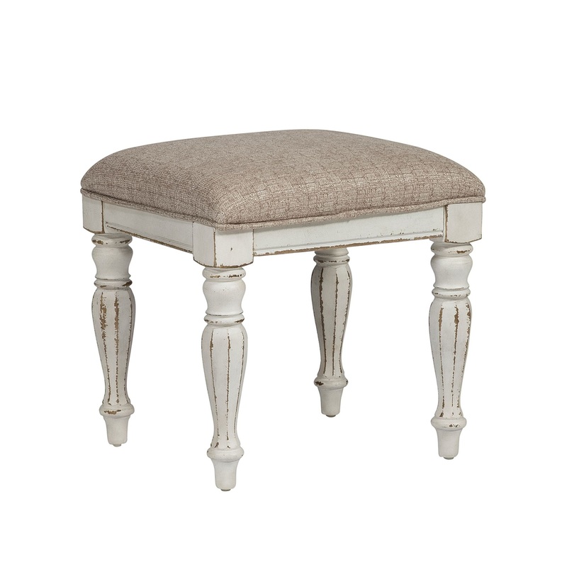 Magnolia Manor – Vanity Stool – White