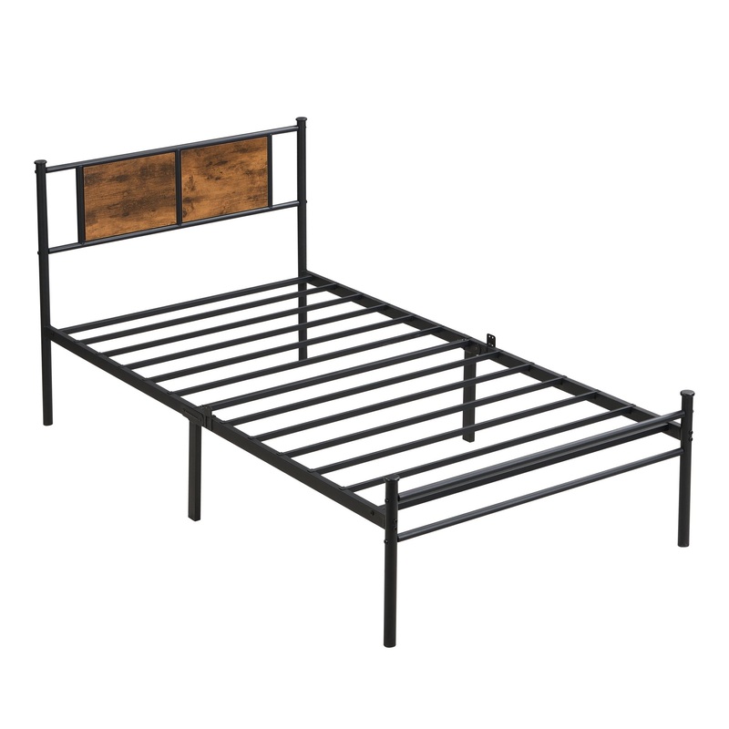 Modern Metal Bedframe With Headboard, Durable Steel Structure