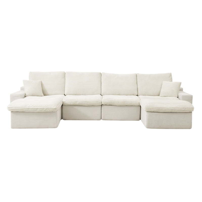 Modern Modular U Shaped Cloud Sectional Couch With Deep Seat And Comfy Chaise