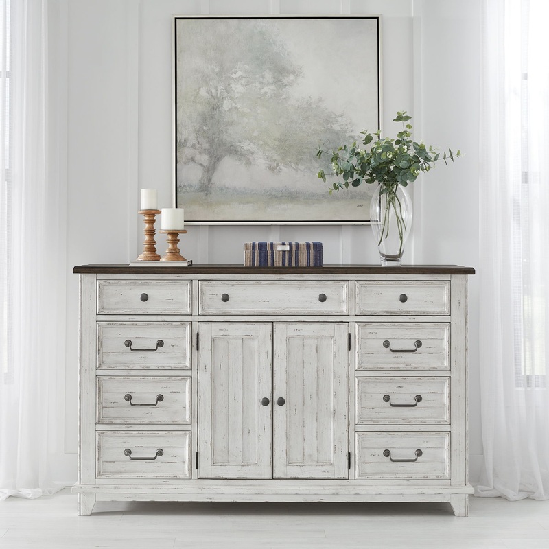 River Place – 2 Door 9 Drawer Dresser – White