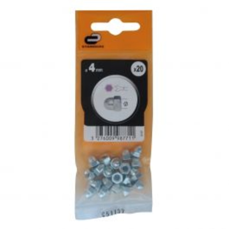 4MM STEEL HEX NUT. 20 PIECES