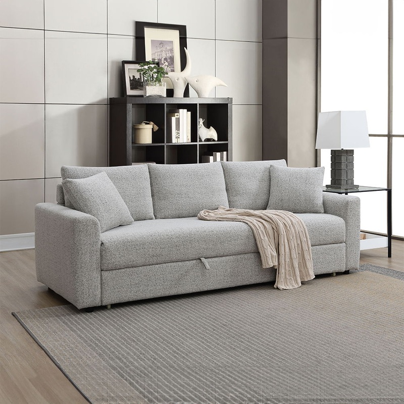 Connie – Sofa With Sleeper – Gray Boucle