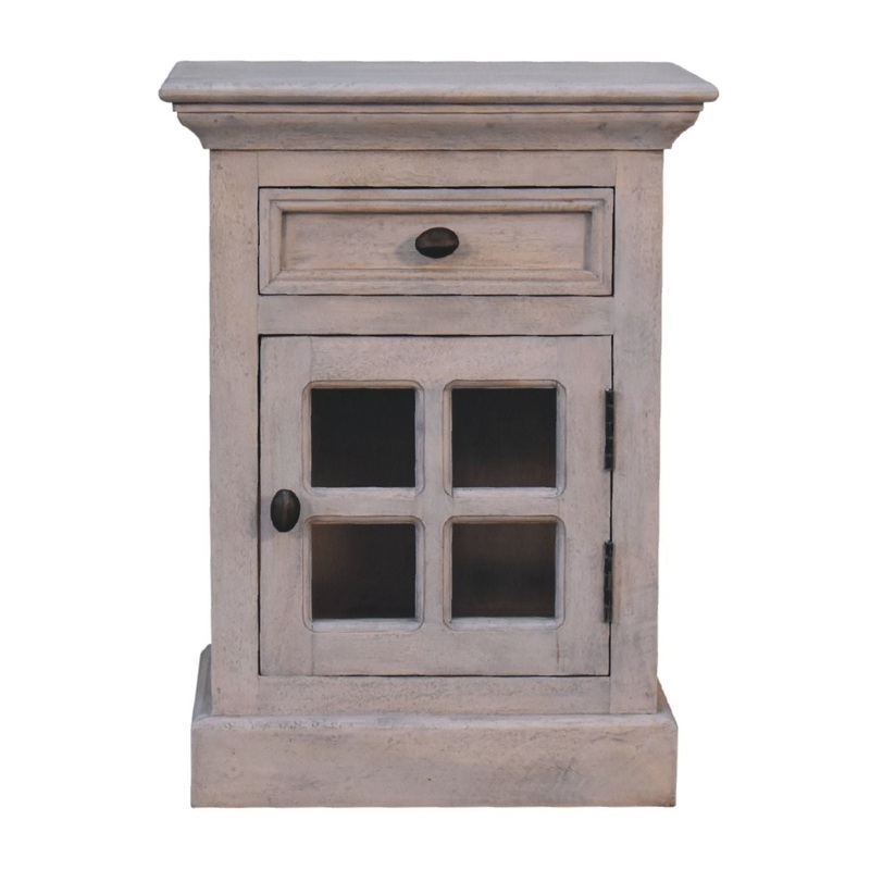 Glazed Bedside Table – Stone White