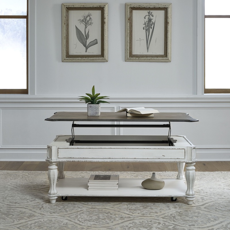 Magnolia Manor – Lift Top Cocktail Table – White