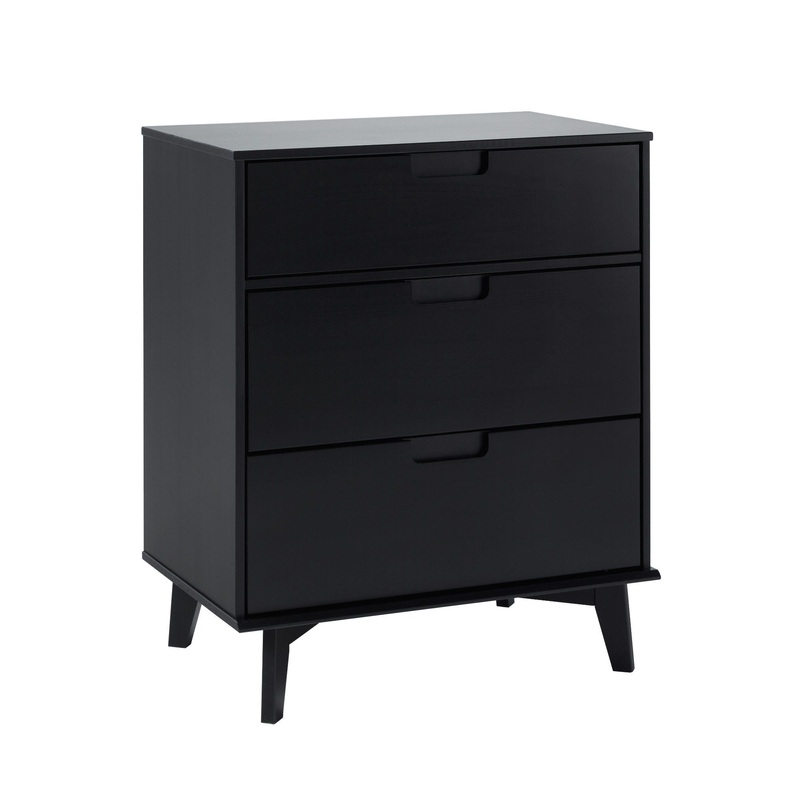 Mid Century Modern 3 Drawer Dresser – Black