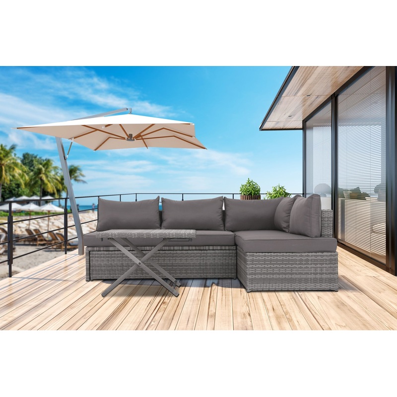 Patio Sofa With Cushions – Gray