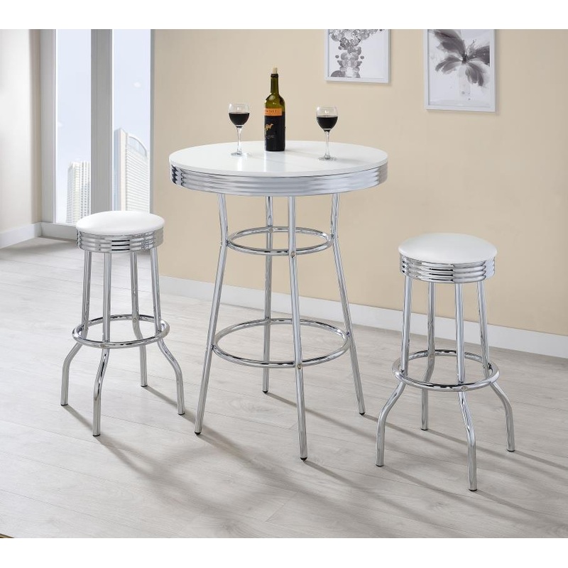 Retro – 3 Pieces Round 1950s Bistro Pub Bar Table Set