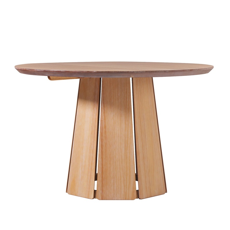 Round Pedestal Dining Table – Light Brown