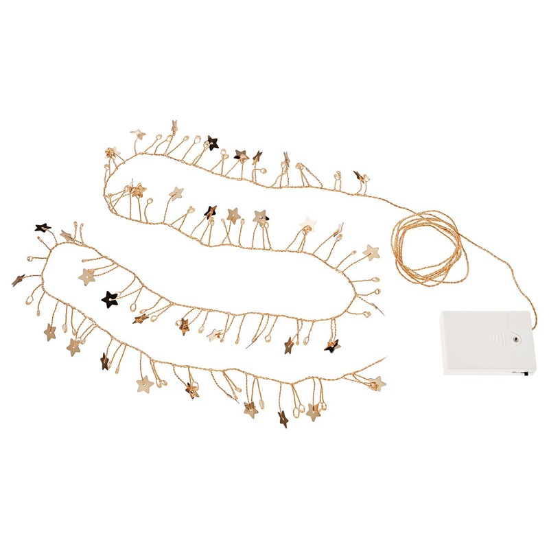 STRLA LED lighting chain with 80 lights, battery-operated mini/star gold-colour
