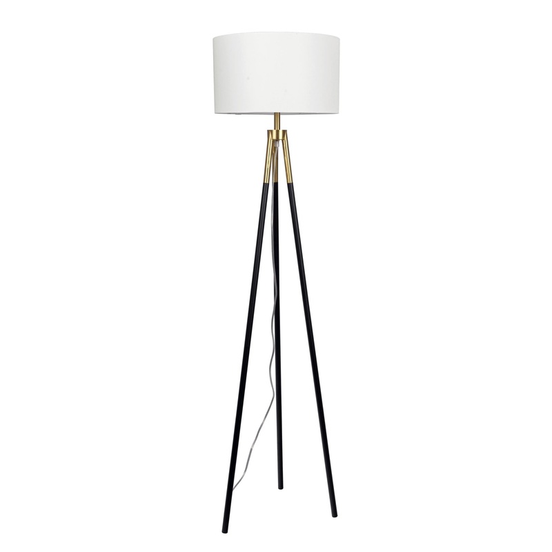 Sway – Floor Lamp With On / Off Switch Triple Legs Shade – Black / Gold / White