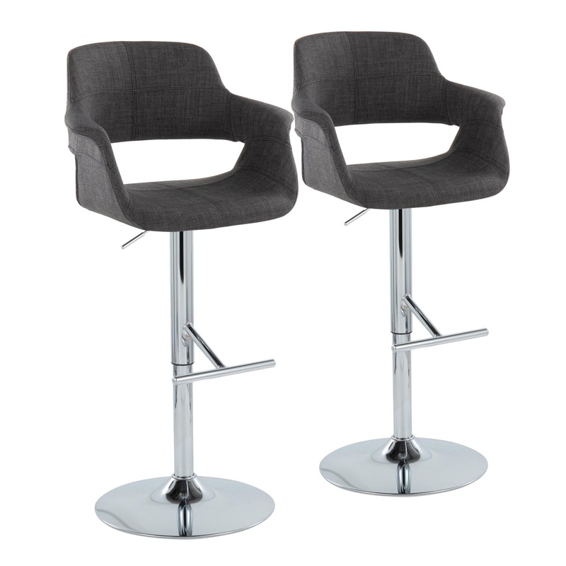 Vintage Flair – Mid Century Modern Adjustable Barstool & Straight T Footrest (Set of 2)