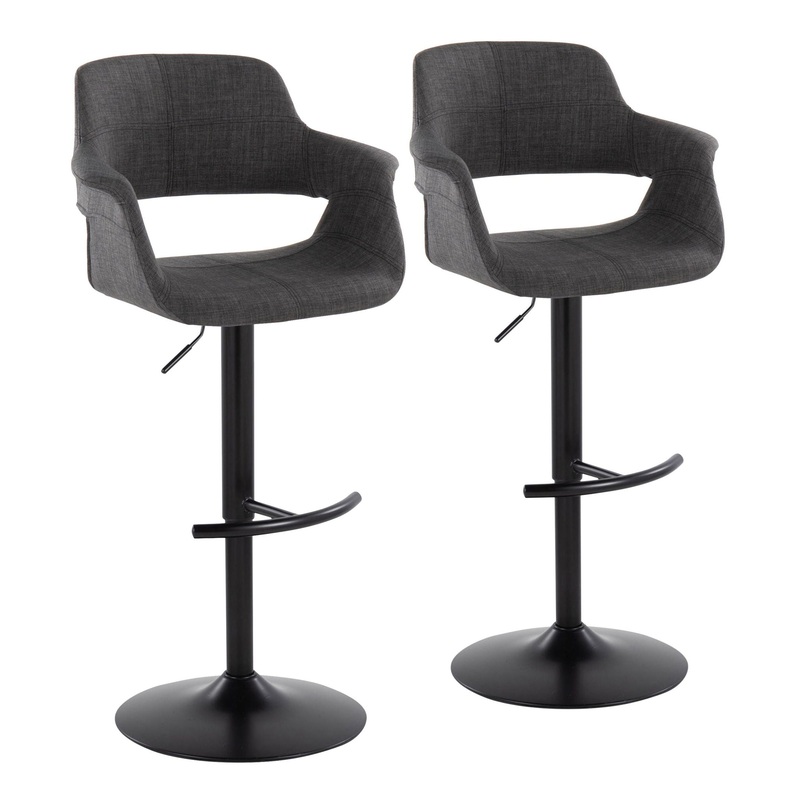 Vintage Flair – Mid Century Modern Adjustable Barstool With Swivel & Rounded T Footrest (Set of 2)