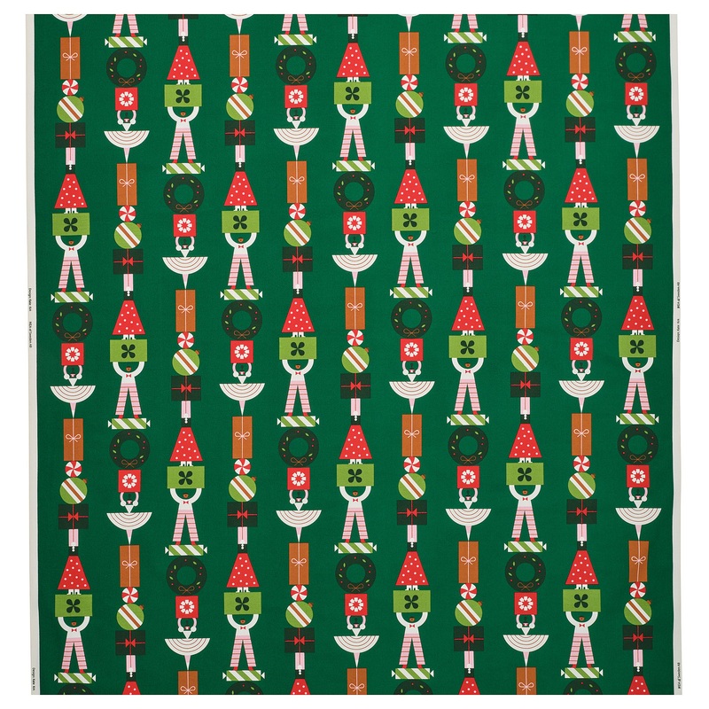 VINTERFINT pre-cut fabric, christmas motifs green, 300×150 cm