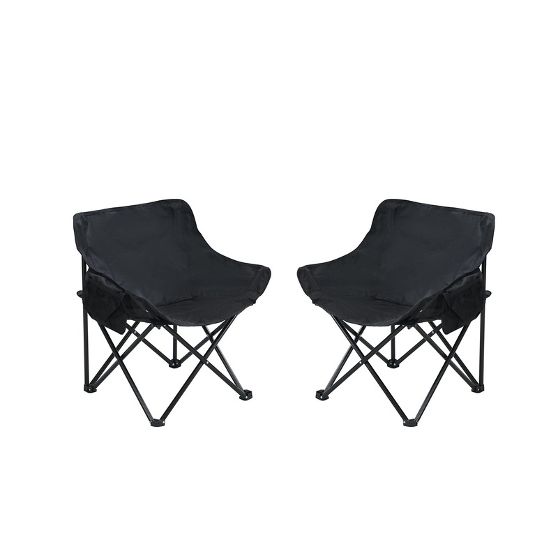 2 Pieces Outdoor Camping Chairs Folding / Portable, Comfortable Seating, Durable Steel Fram