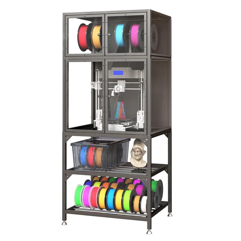 3D Printer Cabinet With Double Layer Filament Storage, Noise Reducing Design – Black