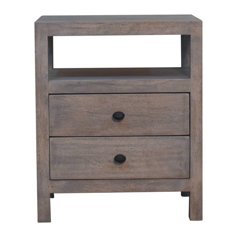 Acid – 2 Drawer Open Bedside Table – Gray Ash