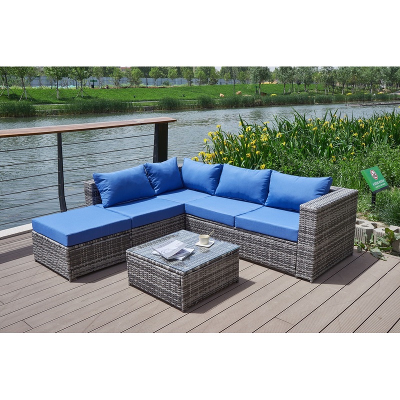 Patio Sofa With Cushions|Dark Gray|L-Shaped Sofa With Table|U-Shaped Sofa With Table